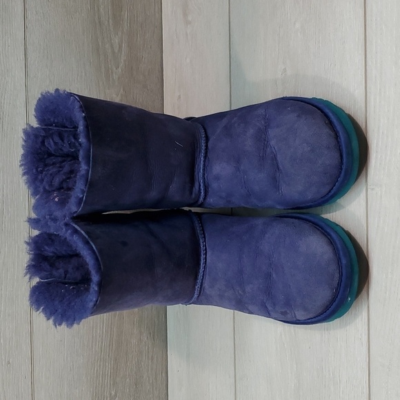 Ugg Australia Women Bailey Bow Bloom LI Ankle Leather Sheepskin Boots shoes sz 5 - Picture 4 of 15